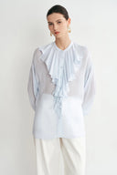 Sini Ruffle Shirt in Silk Canton Crepe
