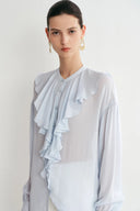Sini Ruffle Shirt in Silk Canton Crepe