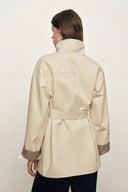 Sita Check Panel Belted Cropped Trench Coat In Trench Cotton