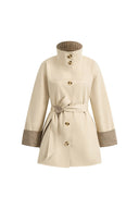 Sita Check Panel Belted Cropped Trench Coat In Trench Cotton