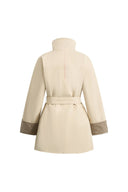 Sita Check Panel Belted Cropped Trench Coat In Trench Cotton