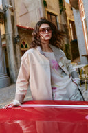 Sita Check Panel Belted Cropped Trench Coat In Trench Cotton