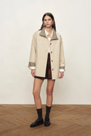 Sita Check Panel Belted Cropped Trench Coat In Trench Cotton