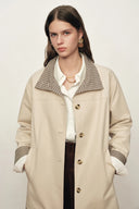 Sita Check Panel Belted Cropped Trench Coat In Trench Cotton