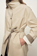 Sita Check Panel Belted Cropped Trench Coat In Trench Cotton