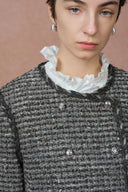 Sloane Double Breasted Metallic Trim Tweed Jacket in French Bouclé