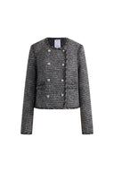 Sloane Double Breasted Metallic Trim Tweed Jacket in French Bouclé