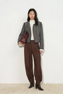 Sloane Double Breasted Metallic Trim Tweed Jacket in French Bouclé