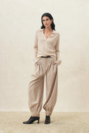 Sloane Relaxed Polo Top in Wool Blend