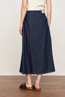 Sloane Tencel Midi Skirt in Lightweight Cotton Denim
