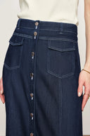 Sloane Tencel Midi Skirt in Lightweight Cotton Denim