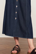 Sloane Tencel Midi Skirt in Lightweight Cotton Denim