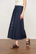 Sloane Tencel Midi Skirt in Lightweight Cotton Denim
