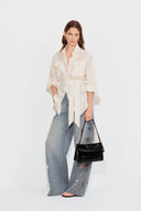Soft Rialto Double Flap Bag in Oiled Waxed Cowhide Leather