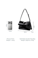 Soft Rialto Double Flap Bag in Oiled Waxed Cowhide Leather