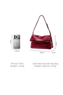 Soft Rialto Double Flap Bag in Oiled Waxed Cowhide Leather