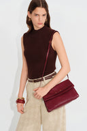 Soft Rialto Double Flap Bag in Oiled Waxed Cowhide Leather