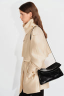 Soft Rialto Double Flap Bag in Oiled Waxed Cowhide Leather