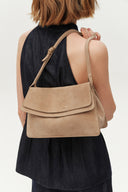 Soft Rialto Double-Flap Shoulder Bag in Soft Velvety Suede