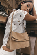 Soft Rialto Double-Flap Shoulder Bag in Soft Velvety Suede