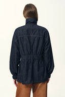 Solene Utility Style Fitted Denim Jacket in Hemp-Blend Denim
