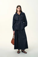 Solene Utility Style Fitted Denim Jacket in Hemp-Blend Denim