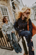Solene Utility Style Fitted Denim Jacket in Hemp-Blend Denim