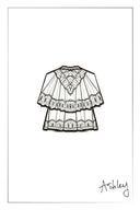 Sophia Lace Embroidery Summer Cape Short Sleeve Blouse in Silk Blend Crinkled Georgette