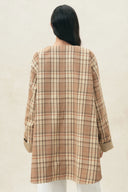 Cappotto trench reversibile a quadri Sophia con sciarpa