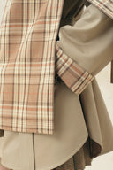 Cappotto trench reversibile a quadri Sophia con sciarpa