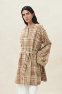 Sophia Reversible Plaid Trench Coat with Scarf