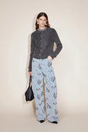 Star Straight Leg Jeans in Beaded Cotton Denim