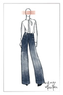 Stella Double Pocket Distressed Washed Jeans in Four-Season Cotton Denim
