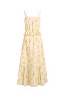 Sylvia Floral Lace Trim Layered Sleeveless Cami Dress in Linen Blend