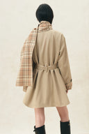 Tamsin Reversible Plaid Trench Coat with Scarf