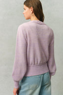 Taro V Neck 3D Crochet Waist Cinching Cardigan in Merino Wool Alpaca Blend Knit