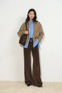 Taylor Detachable Belt Flocked Jeans in Cotton Denim