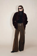 Taylor Detachable Belt Flocked Jeans in Cotton Denim