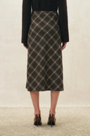 Tessa Plaid Twist Front Split Skirt
