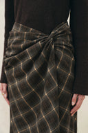 Tessa Plaid Twist Front Split Skirt