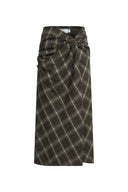 Tessa Plaid Twist Front Split Skirt