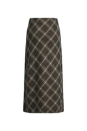 Tessa Plaid Twist Front Split Skirt
