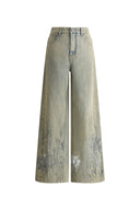 Thalia Devoré Jeans in Composite Denim-Washed Grey Denim
