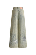 Thalia Devoré Jeans in Composite Denim-Washed Grey Denim