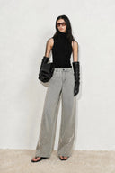 Thalia Devoré Jeans in Composite Denim-Washed Grey Denim