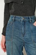 Thelma Utility Wide Leg Jeans in Cotton Denim