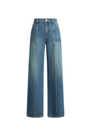 Thelma Utility Wide Leg Jeans in Cotton Denim