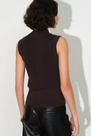 Tilda Textured Mock Neck Top in Cotton Blend Knit