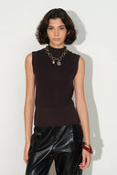 Tilda Textured Mock Neck Top in Cotton Blend Knit