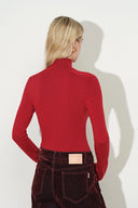 Tilly Seamed Saddle Shoulder Turtleneck Top in Wool Blend
